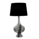 Abajur Metal Prateado Design Diferenciado Cúpula Preta