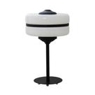 Abajur Metal Preto Moderno Cúpula em Vidro Branco