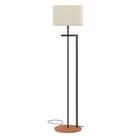 Abajur moderno estilo industrial base mdf estrutura de ferro preto cupula bege