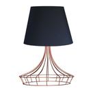 Abajur para Sala e Quarto Base Aramado Chapéu Cobre e cúpula de algodão Preto Abajur para Sala e Quarto Base Aramado Chapéu Cobre e cúpula de algodão Preto