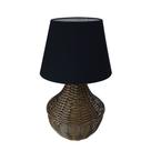 Abajur para Sala ou Quarto - Base em Junco Avelã e Cúpula de Algodão Preto Abajur para Sala ou Quarto - Base em Junco Avelã e Cúpula de Algodão Preto