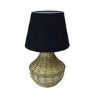 Abajur para Sala ou Quarto - Base em Junco Pinus e Cúpula de Algodão Preto Abajur para Sala ou Quarto - Base em Junco Pinus e Cúpula de Algodão Preto