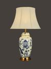 Abajur Porcelana Azul E Branco Cúpula Chipandelle Luxuoso