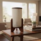 Abajur Ravely Pequeno De Quarto Luminária De Mesa Madeira Moderna ratan palha indiana