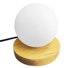 Abajur Redondo Marfim Madeira Globo 10cm Luminária Mesa 1xG9