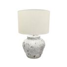 Abajur Rustico Ceramica Branco Rico Detalhes Cupula Redonda