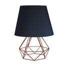Abajur Sala Ou Quarto Base Aramado E Cúpula De Algodão - Cobre e Preto