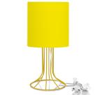 Abajur Torre Cilindrico Amarelo com Aramado Amarelo