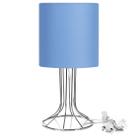 Abajur Torre Cilindrico Azul com Aramado Cromado