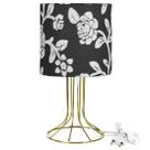 Abajur Torre Cilindrico Floral Prata com Aramado Dourado
