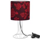 Abajur Torre Cilindrico Floral Vermelho com Aramado Branco