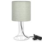 Abajur Torre Cilindrico Linho Claro com Aramado Branco