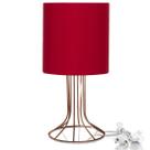 Abajur Torre Cilindrico Vermelho com Aramado Cobre