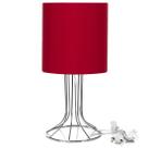 Abajur Torre Cilindrico Vermelho com Aramado Cromado