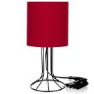 Abajur Torre Cilindrico Vermelho com Aramado Preto