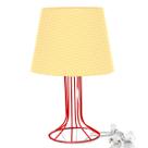 Abajur Torre Dome Amarelo/bolinha Com Aramado Vermelho