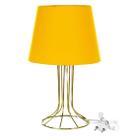 Abajur Torre Dome Amarelo Com Aramado Dourado