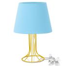 Abajur Torre Dome Azul Bebe com Aramado Amarelo