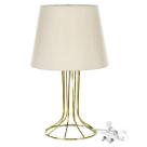 Abajur Torre Dome Bege Com Aramado Dourado