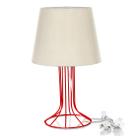 Abajur Torre Dome Bege Com Aramado Vermelho