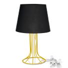 Abajur Torre Dome Preto Com Aramado Amarelo