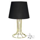 Abajur Torre Dome Preto Com Aramado Dourado