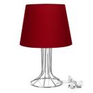Abajur Torre Dome Vermelho Com Aramado Cromado