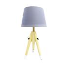 Abajur tripé de madeira com cúpula preta em tecido e estrutura de metal 48cm bivolt Abajur tripé de madeira com cúpula preta em tecido e estrutura de metal 48cm bivolt