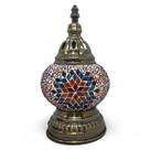 Abajur Turco Mosaico Metal Vidro Bola Colorida Bivolt 22 cm