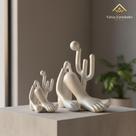 Abaporu Branco Acabamento Perolado Decoração Minimalista Sala Escritório Kit 2 PeçasAVB DECOR