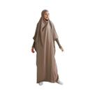 Abaya Muçulmana Feminina De Uma Peça Com Capuz Preto E Mangas Franzidas, Jilbab Islâmico Para