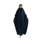 Abaya Muçulmana Feminina De Uma Peça Com Capuz Preto E Mangas Franzidas, Jilbab, Vestido De Oração