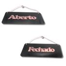 Aberto/Fechado em Acrílico - Preto com Rose
