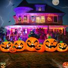 Abóbora inflável de Halloween com luz LED de gato preto de 2,5 m