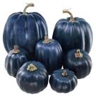 Abóboras decorativas Winlyn azul marinho, espuma sintética, 7 unidades
