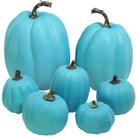 Abóboras decorativas Winlyn Teal Blue Foam, 7 unidades para o Halloween