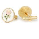 Abotoaduras banhadas a ouro com design rosa rosa para homens