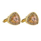 Abotoaduras de cristal triangular banhado a ouro com borda de strass
