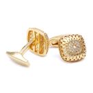 Abotoaduras de luxo banhadas a ouro para homens com pedra de zircônia