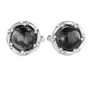 Abotoaduras: elegante mármore preto e cristal para homens
