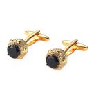 Abotoaduras: elegante zircônia cúbica preta para homens, banhada a ouro