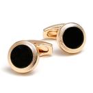Abotoaduras elegantes em preto e dourado para homens