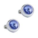 Abotoaduras elegantes redondas de strass azul para homens em liga leve Abotoaduras elegantes redondas de strass azul para homens em liga leve