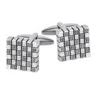 Abotoaduras para homens com design quadrado de esmalte listrado enegrecido