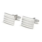 Abotoaduras quadradas banhadas a prata para homens elegantes 18g