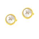 Abotoaduras redondas banhadas a ouro para homens com design de cavalo 13g