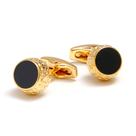 Abotoaduras vintage banhadas a ouro com esmalte preto para homens
