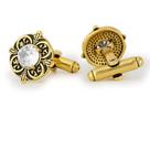 Abotoaduras vintage banhadas a ouro para homens com design floral elegante