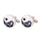 Abotoaduras Yin Yang para homens, elegante esmalte preto e branco D