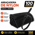 Abraçadeira de Nylon 3,6X300Mm com 100 Un Preta - Force Line